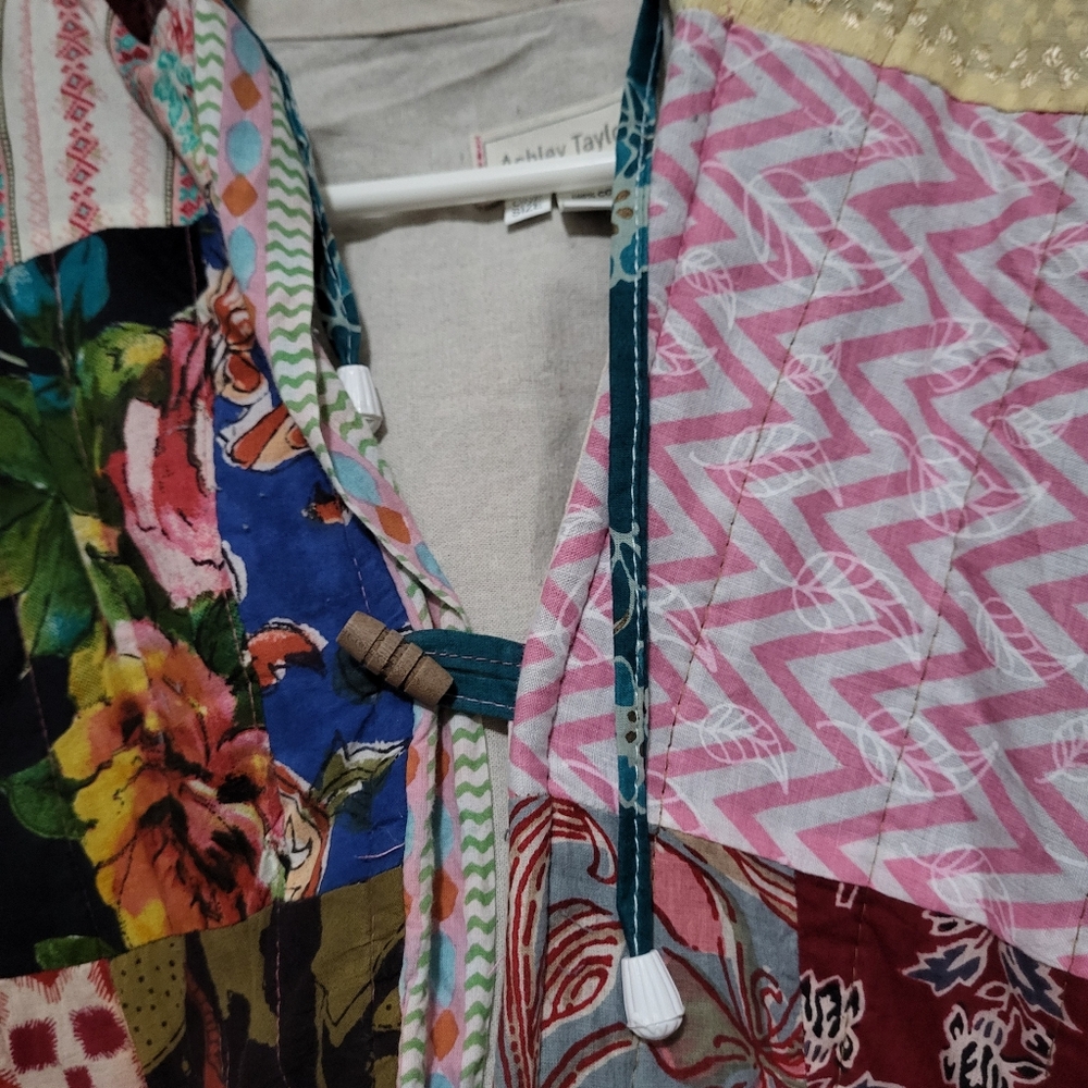 Ashley Taylor Quilted Cardigan Jacket Xl Patchwor… - image 3